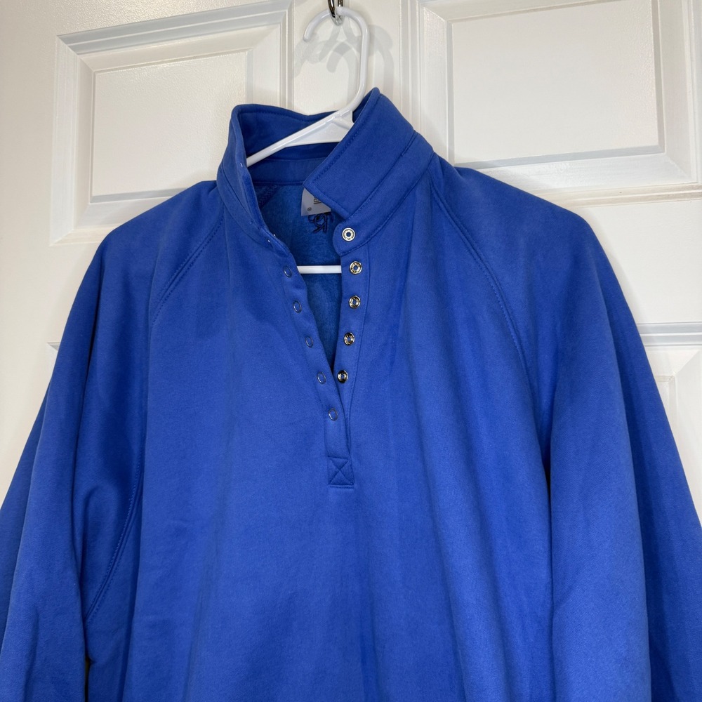AS Revival Cobalt Blue Snap Henley Balloon Sleeve Sweatshirt Size Medium - Picture 3 of 6